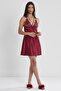 Satin Lace Women's Nightgown - 640 Claret Red - 2