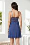 Combed Cotton Lace Women's Nightgown and Dressing Gown Set - 4020 Navy Blue - 7