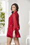 Satin 3-Piece Women's Dressing Gown Set - 2475 Red - 3