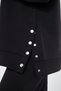Black Color Slit Detailed Sweatshirt with Snap Fasteners and Hood, Three Thread Cotton - 8