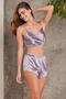 Satin Women's Shorts Set with Crop - 467 Royal - 2