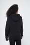 Black Color Slit Detailed Sweatshirt with Snap Fasteners and Hood, Three Thread Cotton - 6