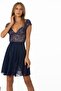 Satin Lace Women's Nightgown - 650 Navy Blue