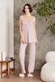 Lace Combed Cotton 3-Piece Women's Maternity Pajama Set - 2805 - 3