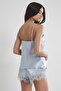 Satin Lace Shorts - Babydoll Set - 435 Mist - 4