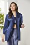 Velvet Satin 3-Piece Women's Pajama Set - 2050 Navy Blue - 2