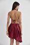 Satin Lace Women's Nightgown - 805 Claret Red - 4