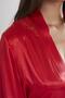 Satin Lace Women's Nightgown and Dressing Gown Set - 4050 Red - 6