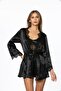 Satin Lace 3-Piece Women's Dressing Gown Set 2490 Black