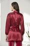 Velvet Satin 3 Piece Women's Pajama Set - 2050 Burgundy - 3