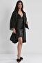 Satin Lace Women's Nightgown and Dressing Gown Set - 4250 Black - 2