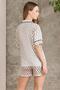 3-Piece Women's Pajama Set with Satin Printed Crop - 1225 Ecru - 4