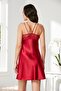 Satin Lace Women's Nightgown and Dressing Gown Set - 4375 Red - 6