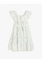 Linen Dress Sleeveless Ruffled Layered Lace Detailed Off Shoulder