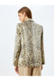 Black Patterned Women's Jacket 5Wak50140Uw - 4
