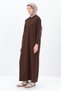 Braunes Basic-Strickkleid aus Baumwolle mit Kapuze - 3