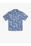 Cotton Floral Patterned Short Sleeve Shirt - Pocket Detail