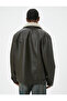 Faux Leather Jacket Collar Sheepskin Pocket Zippered Lined Slim Fit - 4