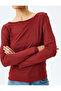 Boat Neck Asymmetrical Floor Detailed Long Sleeve T-Shirt - 5