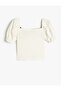 T-Shirt with Bow Detail and Balloon Sleeves - 2