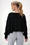 Women's Black V-Neck Hole Openwork Crop Sweater Alc-X13116 - 5