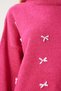 Women's Dark Pink Bow Detailed Oversize Knitwear Sweater Kb00042 - 3