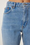Women's Light Blue Mid Waist Straight Jeans Ut00025 - 4