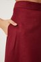 Women's Claret Red Pocketed Jacquard Suede Flared Skirt Rg00045 - 4