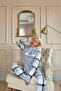 Blue Deep Chic Patterned Women's Plush Pajama Set - 4