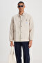 Relaxed Fit Wide Cut 100% Cotton Men's Stone Color Workwear Design Logo Jean Jeans Jacket - 3
