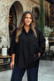 Siyah Loose Fit Pamuklu Uzun Kol Büyük Beden Dokuma Gömlek TBBSS22GO0323