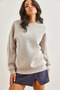 Women's Gray Striped Thick Sweatshirt with Sleeves Swt-19000688 - 4