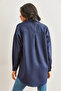 Women's Navy Blue Wool Effect Winter Basic Shirt Gml- 19001256 - 2