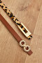 Women's Tan Leopard 2-Piece Knitted Faux Leather Belt Set Kmr- 19000152