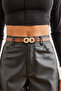 Women's Tan Leopard 2-Piece Knitted Faux Leather Belt Set Kmr- 19000152 - 3