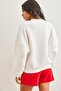 Women's Ecru Sunday Appliqued Raised Sweatshirt Swt- 19000693 - 4