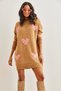 Women's Camel Heart Detailed Soft Textured Knitwear Tunic Dress Elb- 19002284 - 5