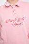 Açık Pembe Gömlek Yaka Nakışlı Regular Fit Kalın İçi Polarlı Örme Sweatshirt TWOAW24SW00182 - 4