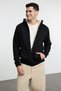 Black Fl Men's Regular Hooded Plain Knitwear Cardigan Tmnaw20Hi0066