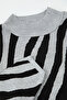 Gray Zebra Patterned Half Turtleneck Sweater Tedaw25An00004 - 2