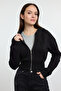 Siyah Crop Oversize Örme Hırka/Sweatshirt TWOAW25SW00302 - 2