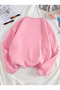 Red Heart Detail Thick Winter Sweatshirt - Pink Printed Oversize Crew Neck - 2