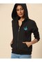 Women's Blue Butterfly Printed Hooded Zipper Sweatshirt - 4