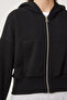 Hooded Zippered Sweatshirt Black Low0019 - 5