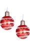 Christmas Ball, Bulb, Led Light, Gold Glitter, Red - Pack of 2, 7 cm