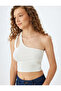 Single Shoulder Crop Tank Top - Sleeveless with Window Detail