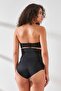 C12708 Women's Laser High Waist Cut Slip Corset Black - 5