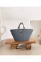 Cesta Handmade Cotton Navy Blue Cream Straw Bag Beach Casual Decorative Bag 26x57cm