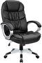Office Chair High Back Computer Desk Chair, PU Leather Adjustable Height - Black
