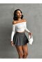 Women's Ecru Scuba Madonna Collar Crop Top - 5